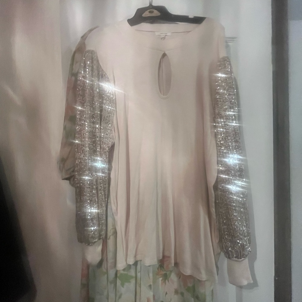 Maurices Cream Asymmetrical Embellished Blouse